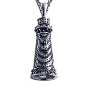 Currituck Lighthouse Necklace - OBX- Sterling Silver Bell Pendant